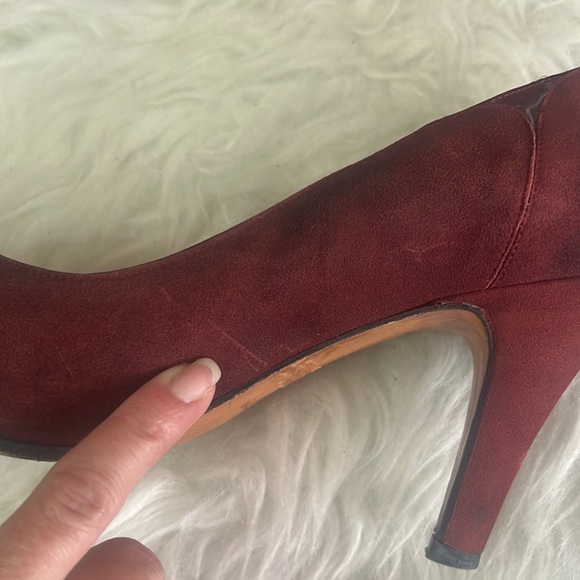 Vintage🧚♀️Luciano Suede Slip On Heel Pointed Toe Pumps Size EU 37.5 - Picture 13 of 16
